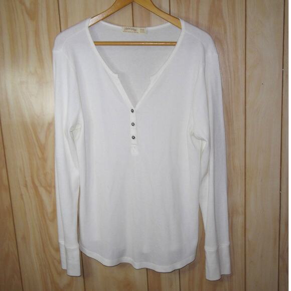 Faded Glory Cream Waffle Pattern V-Neck Long Sleeve XXL (20) - Picture 1 of 5